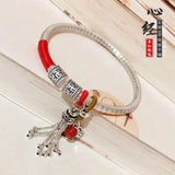 999 Silver Heart Sutra Bracelet Retro Chinese Hand Ornaments
