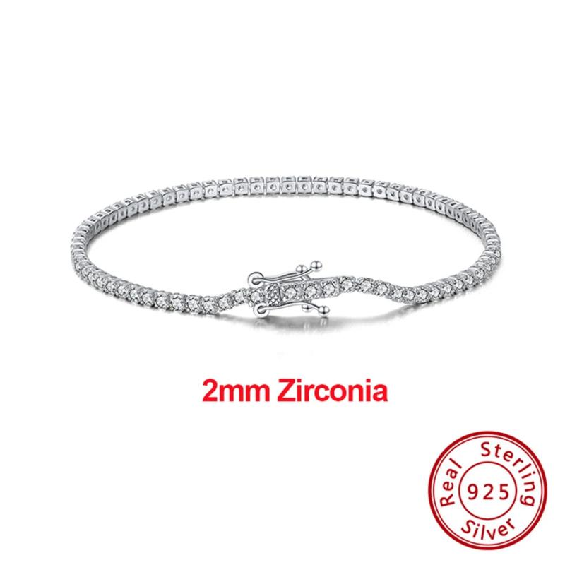 925 Silver CZ Tennis Bracelet 14K Bangle Gift