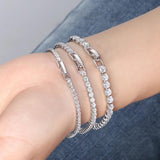 925 Silver CZ Tennis Bracelet 14K Bangle Gift