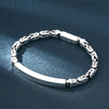 Solid S925 Sterling Silver Buckle Unisex Bracelet Retro Style Glossy Simplicity