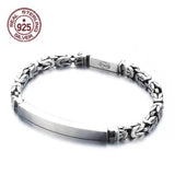 Solid S925 Sterling Silver Buckle Unisex Bracelet Retro Style Glossy Simplicity