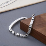 Solid S925 Sterling Silver Buckle Unisex Bracelet Retro Style Glossy Simplicity