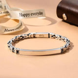 Solid S925 Sterling Silver Buckle Unisex Bracelet Retro Style Glossy Simplicity