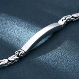 Solid S925 Sterling Silver Buckle Unisex Bracelet Retro Style Glossy Simplicity