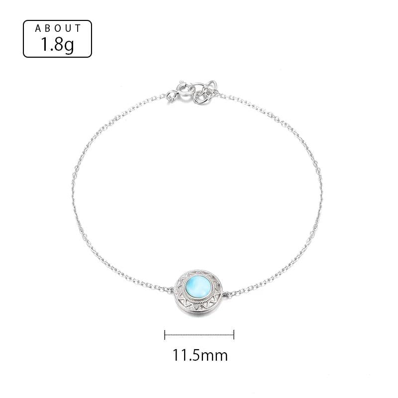 925 Silver Larimar Bracelet Bangle Retro Style Gemstone Jewelry