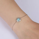 925 Silver Larimar Bracelet Bangle Retro Style Gemstone Jewelry
