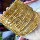 Yellow Citrine Stone Beads Bracelet Gemstone Bangle for Women