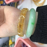 Yellow Citrine Stone Beads Bracelet Gemstone Bangle for Women