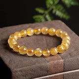 Natural Rutilated Quartz Crystal Beaded Women's Bracelet
