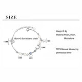 925 Silver Moon Star Pearl Charms Bracelet Zircon