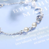 925 Silver Moon Star Pearl Charms Bracelet Zircon