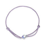 925 Silver Purple Bracelet Cute Fish Adjustable Hand Rope for Women
