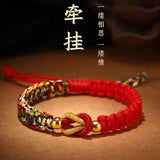 Red Hand Rope Couple Bracelet Hand-woven Retro Design