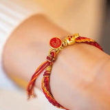 Chinese Koi Bracelet Rabbit Year 12 Zodiac Red Rope Knot Handstring