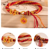 Chinese Koi Bracelet Rabbit Year 12 Zodiac Red Rope Knot Handstring