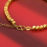 24k 999 Real Bracelet Women Retro Pure 18k Geometric Pattern Spring