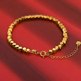 24k 999 Real Bracelet Women Retro Pure 18k Geometric Pattern Spring