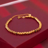 24k 999 Real Bracelet Women Retro Pure 18k Geometric Pattern Spring