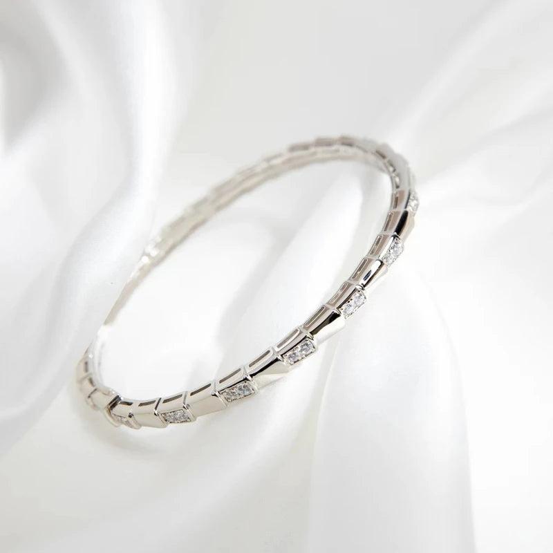 925 Silver Gilded Snake Bone Bracelet for Women