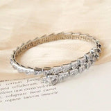925 Silver Snake Bone Bracelet with Zircon Inlay