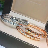 925 Silver Snake Bone Bracelet with Zircon Inlay
