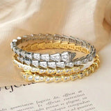 925 Silver Snake Bone Bracelet with Zircon Inlay