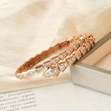 925 Silver Snake Bone Bracelet with Zircon Inlay