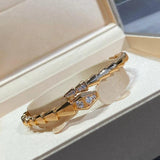 Sterling Silver Snake Bone Bracelet with Zircon Detail