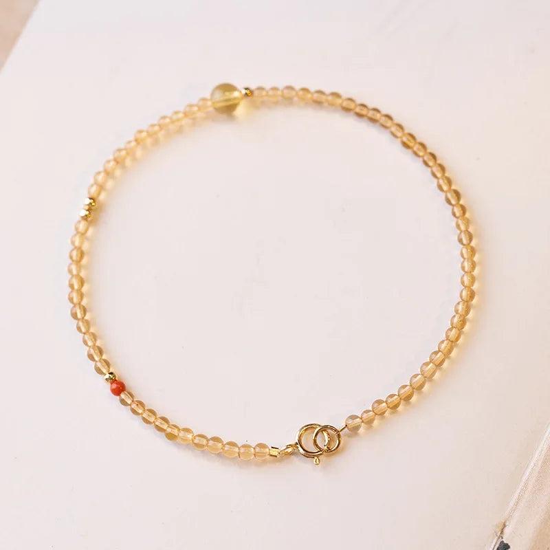 14k Natural Citrine & Agate Beaded Bracelet for Women YBR628