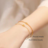 14k Natural Citrine & Agate Beaded Bracelet for Women YBR628