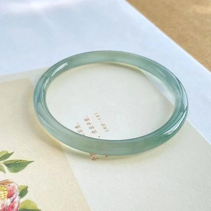 Ice-Seed Round Women's Oil-blue Jade Bracelet