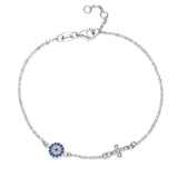 Azirona Evil Eye Charm Bracelet 925 Sterling Silver Women