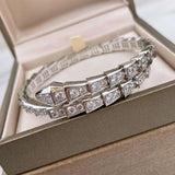 925 Sterling Silver Zircon Snake Bone Bracelet