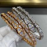 925 Sterling Silver Zircon Snake Bone Bracelet
