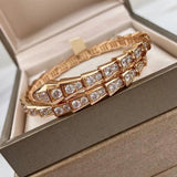 925 Sterling Silver Zircon Snake Bone Bracelet
