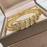 925 Sterling Silver Zircon Snake Bone Bracelet