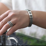 Real S925 Silver Heavy Bracelet Men's Retro Personality Vintage Jewelry