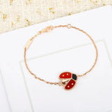 Rose Carnelian Ladybug Bracelet - High Jewelry