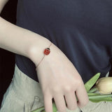 Rose Carnelian Ladybug Bracelet - High Jewelry