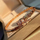 925 Sterling Silver Diamond Snake Bone Bracelet