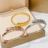 925 Sterling Silver Diamond Snake Bone Bracelet