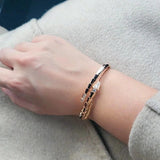 925 Sterling Silver Diamond Snake Bone Bracelet