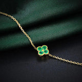 Sterling Silver Plated 14K Emerald Clover Bracelet for Women