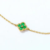 Sterling Silver Plated 14K Emerald Clover Bracelet for Women