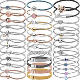 925 Silver Heart Bracelet Snake Chain Women Bangle Xmas