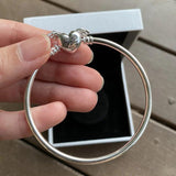 925 Silver Heart Bracelet Snake Chain Women Bangle Xmas