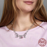 925 Silver Heart Bracelet Snake Chain Women Bangle Xmas