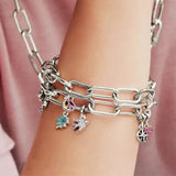 925 Silver Heart Bracelet Snake Chain Women Bangle Xmas