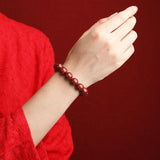 Cinnabar Large Particle Sand Bracelet High Content Crystal Beads Bangle