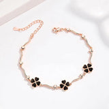 925 Silver Bracelet For Women Clover Flower Lady Rose Hand Acc